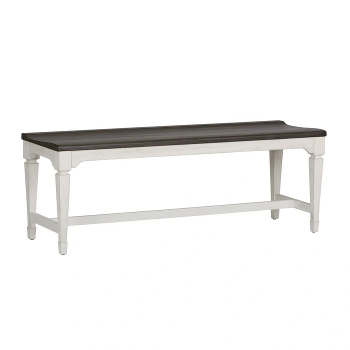 Allyson Park Wood Seat Bench in Wirebrushed White image