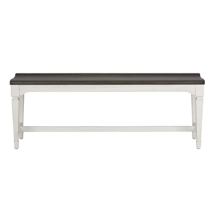 Allyson Park Wood Seat Bench in Wirebrushed White image