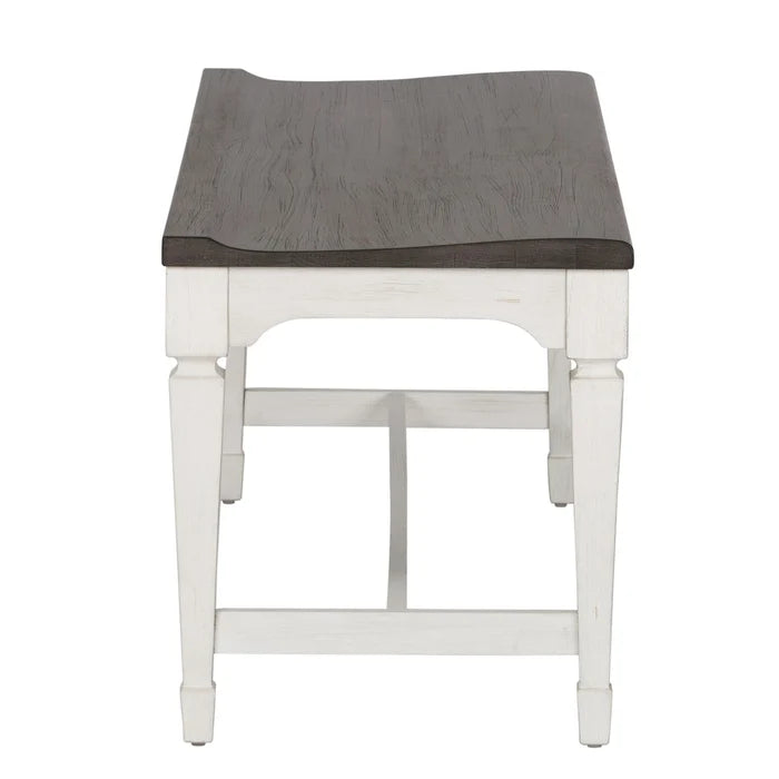 Allyson Park Wood Seat Bench in Wirebrushed White image