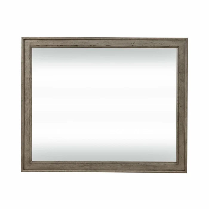 Americana Farmhouse Landscape Mirror in Dusty Taupe and Black image