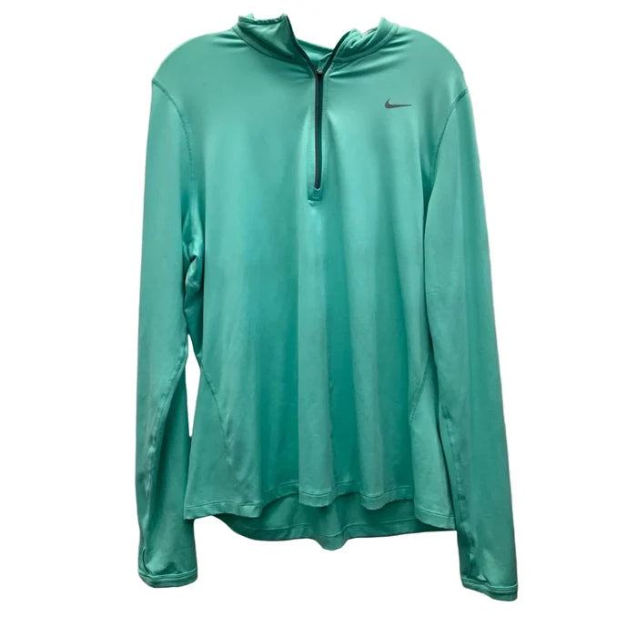 Athletic Top Long Sleeve Collar By Nike Apparel In Teal, Size: Xl