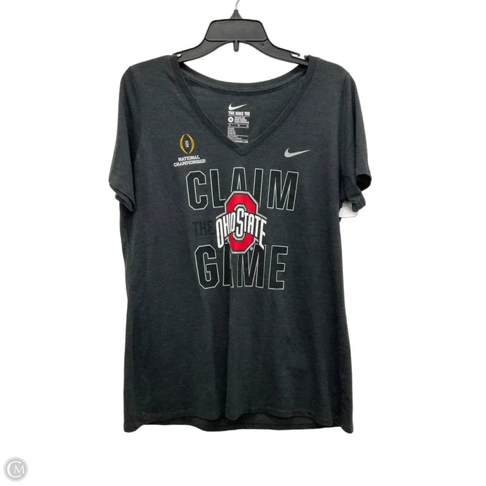 Athletic Top Short Sleeve By Nike In Grey, Size: Xl