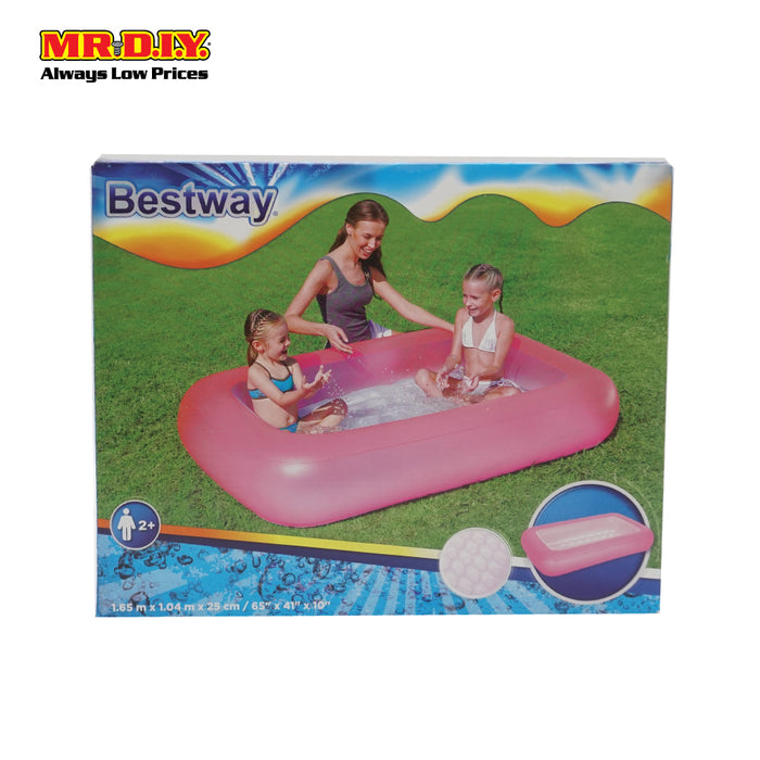 BESTWAY Kids Inflatable Rectangular Outdoor Swimming Pool (1.65m x 1.04m x 25cm)