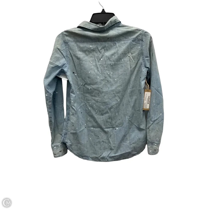 Blouse Long Sleeve By Denimist In Blue Denim, Size: Xs
