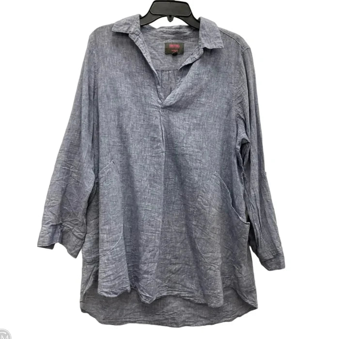 Blouse Long Sleeve By For Cynthia In Blue, Size: 1x
