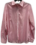 Blouse Long Sleeve By Foxcroft In Pink & White, Size: Xl