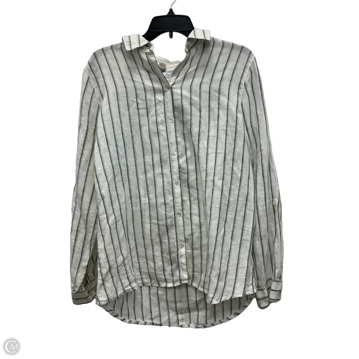 Blouse Long Sleeve By Sigrid Olsen In Striped Pattern, Size: L