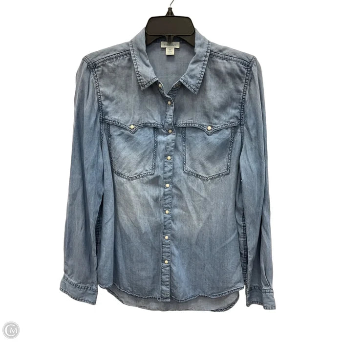 Blouse Long Sleeve By Sundance In Blue Denim, Size: M
