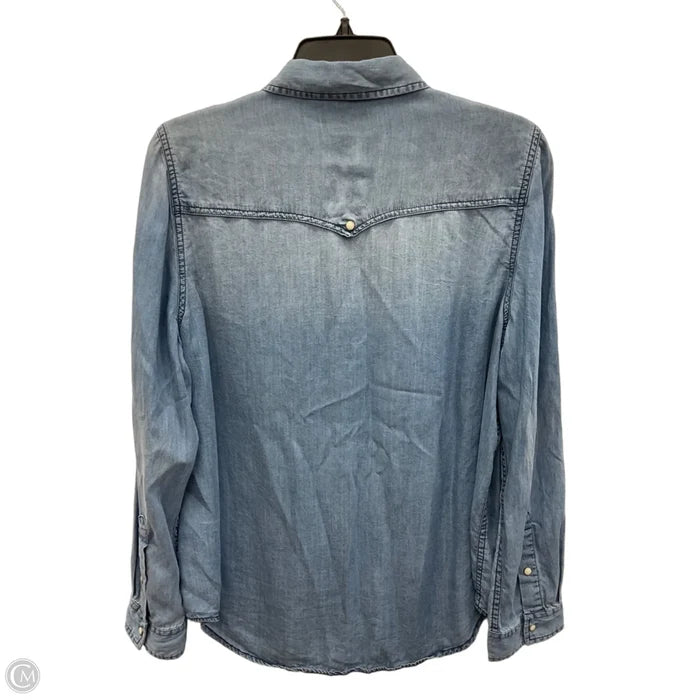 Blouse Long Sleeve By Sundance In Blue Denim, Size: M