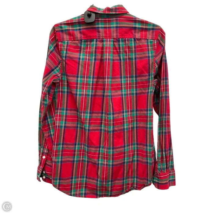 Blouse Long Sleeve By Vineyard Vines In Plaid Pattern, Size: M