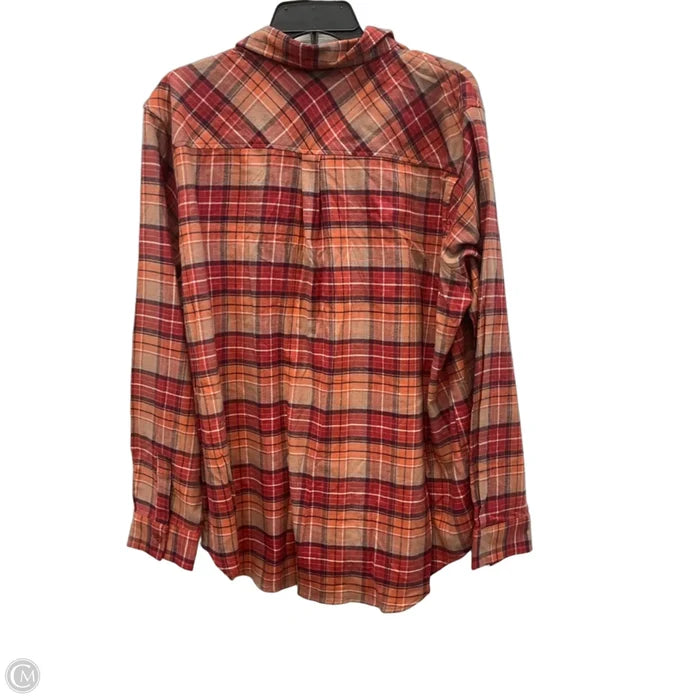 Blouse Long Sleeve By Weatherproof In Plaid Pattern, Size: Xxl