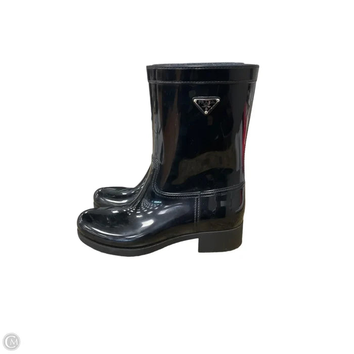 Boots Luxury Designer By Prada In Black, Size: 9