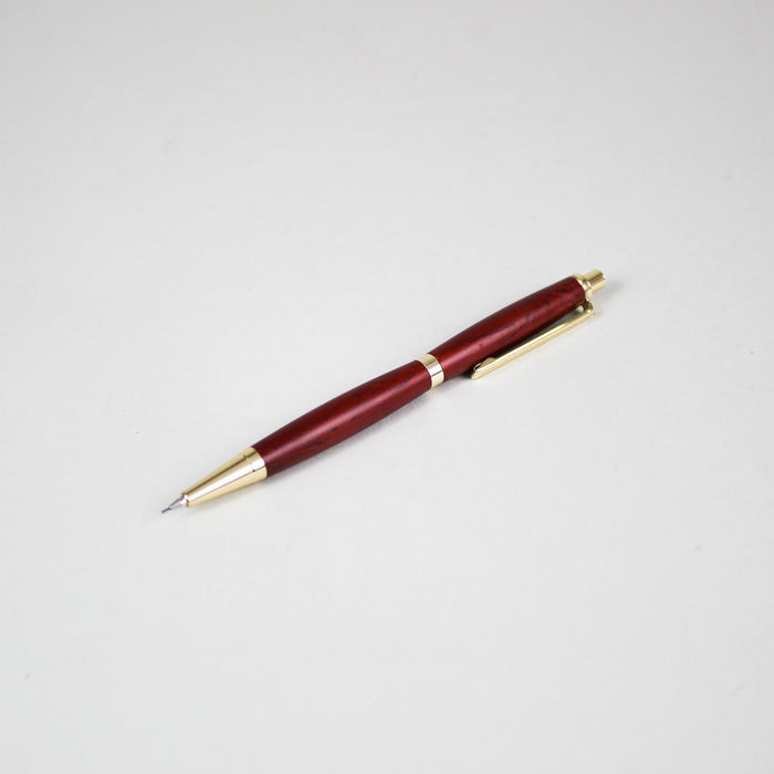 Brazilian Rosewood Lathe-Turned Pencil With Gold Fittings