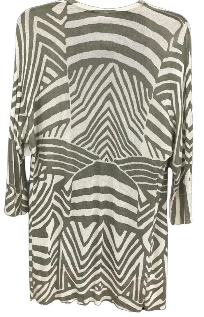 Cardigan By Chicos In Green & White, Size: M