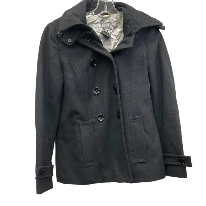 Coat Peacoat By Calvin Klein In Grey, Size: S