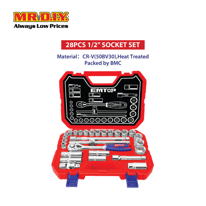 EMTOP 28 Pcs 1/2" socket set  - ESKT12281