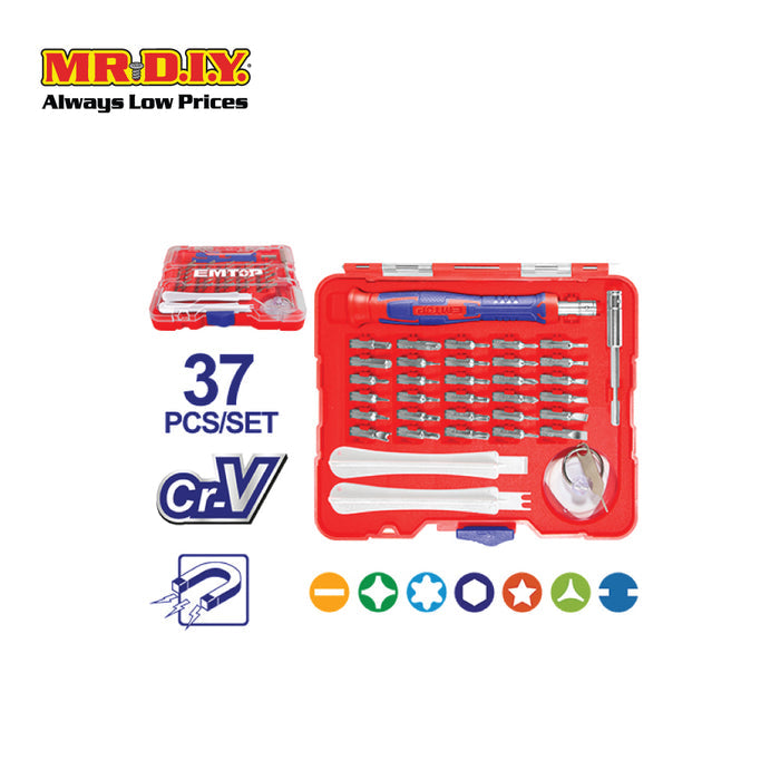 EMTOP 37-Piece Precision Screwdriver Set - EBST03702 (37pcs)