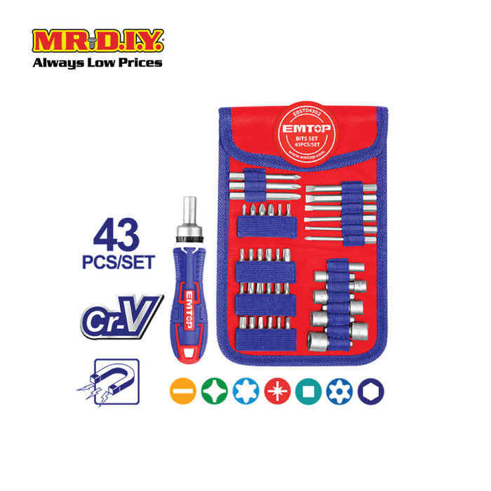 EMTOP 43 pcs Screwdriver Bit Set EBST04302