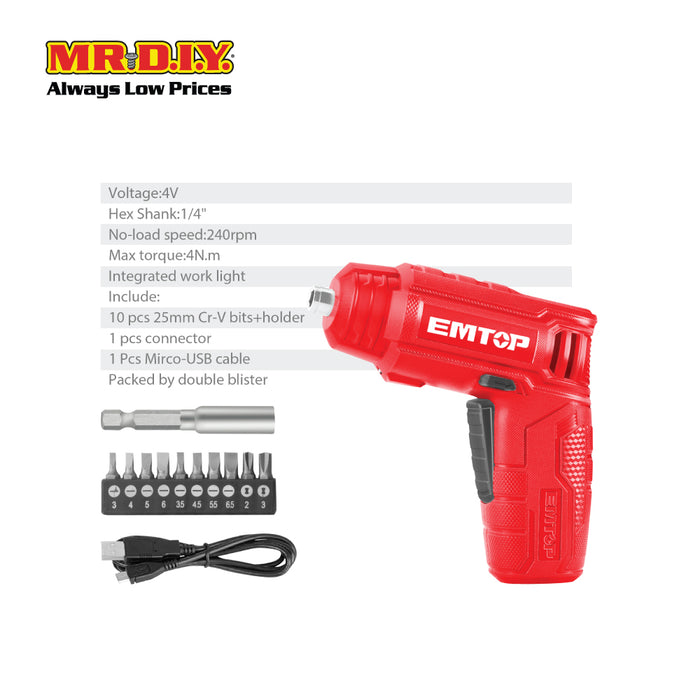 EMTOP Lithium-Ion Cordless Screwdriver ECSR0402