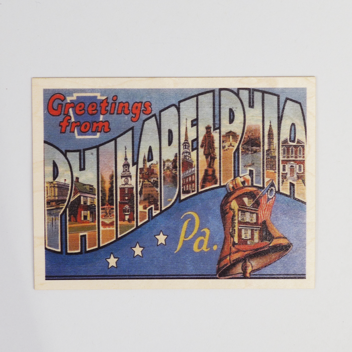Greetings from Philadelphia, PA Wood Postcard