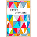 "Happy Birthday" Wooden Postcard - Triangle Pattern