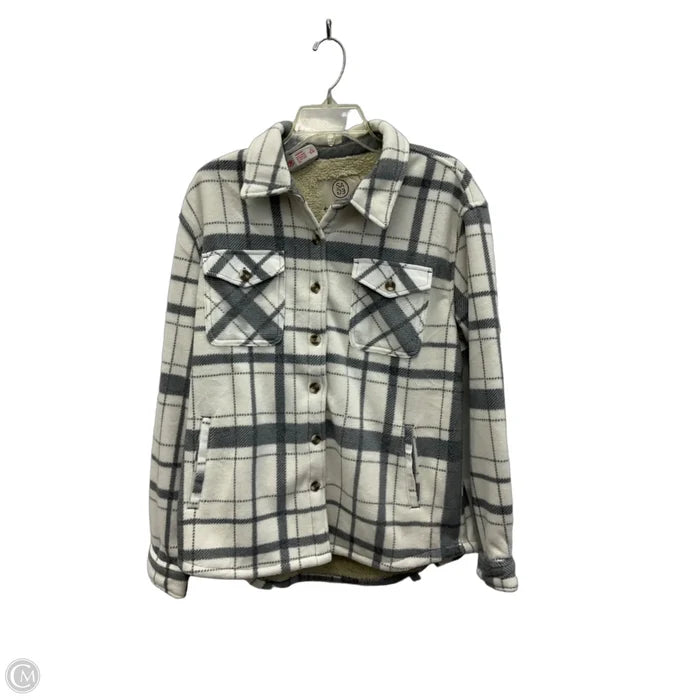 Jacket Shirt By Sage In Plaid Pattern, Size: M