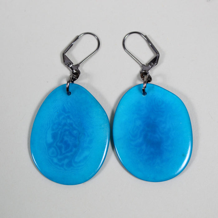 Large Tagua Disc Dangle Earrings