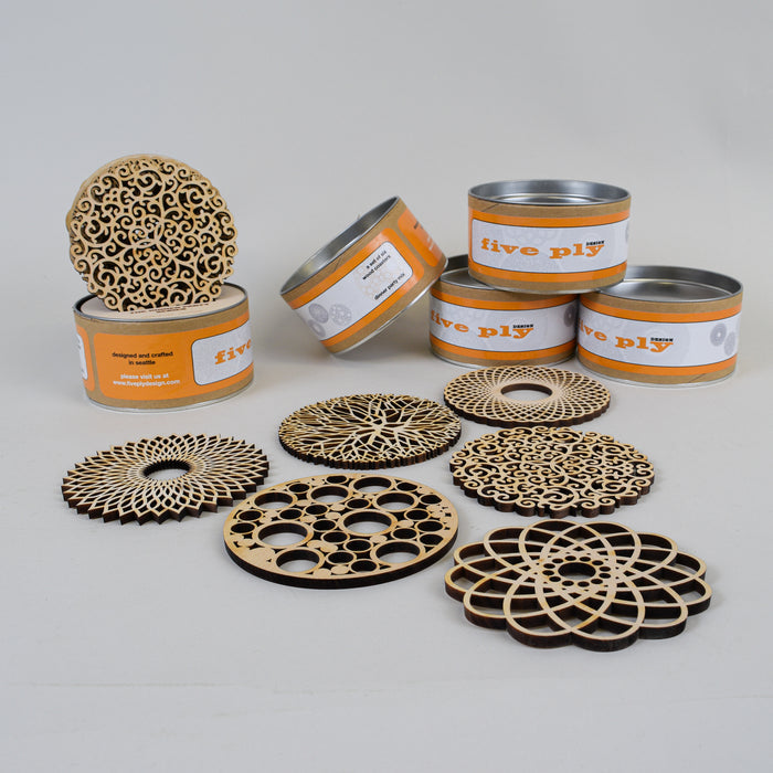 Laser Cut  Wood Coasters Assorted