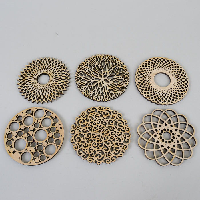 Laser Cut  Wood Coasters Assorted