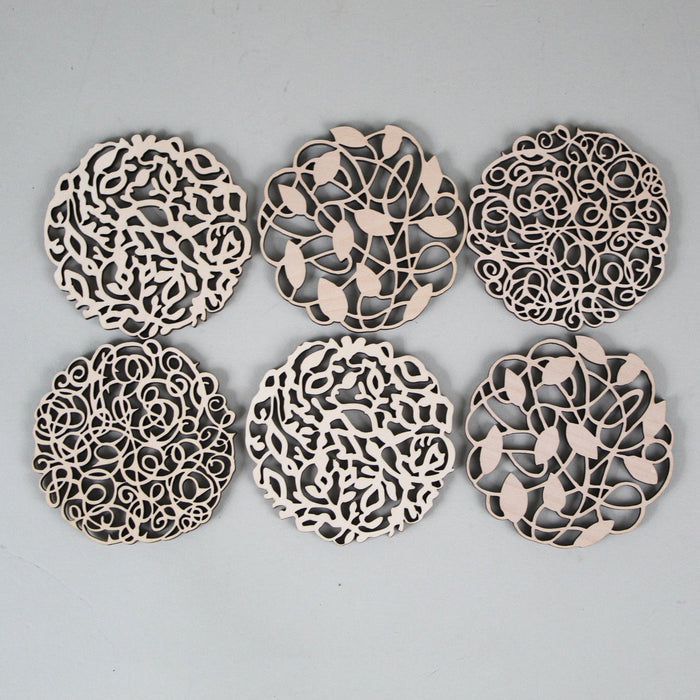 Laser Cut  Wood Coasters Assorted