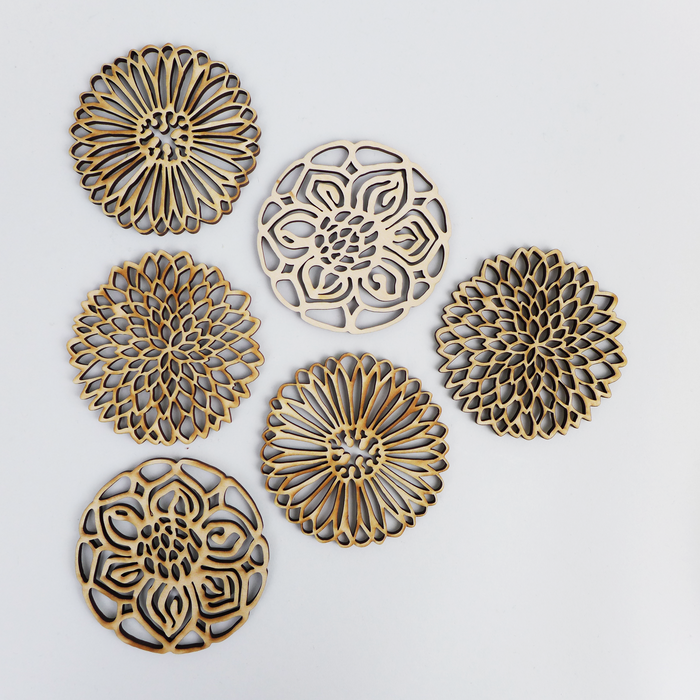Laser Cut  Wood Coasters Assorted