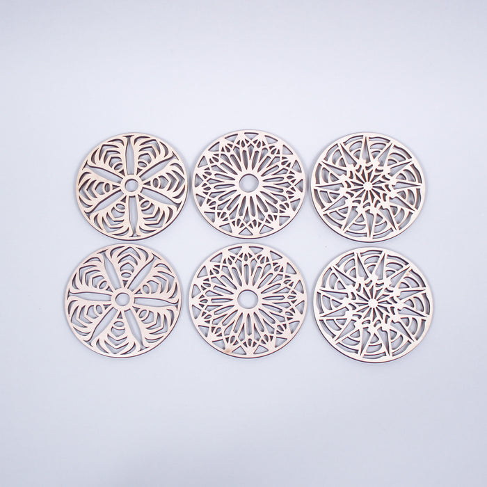 Laser Cut  Wood Coasters Assorted