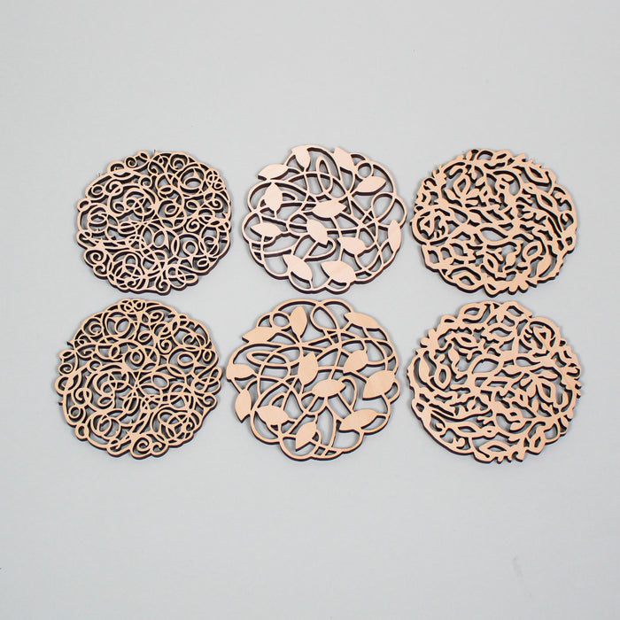 Laser Cut  Wood Coasters Assorted