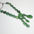 Long Mosaic Bib Necklace - Medium Green