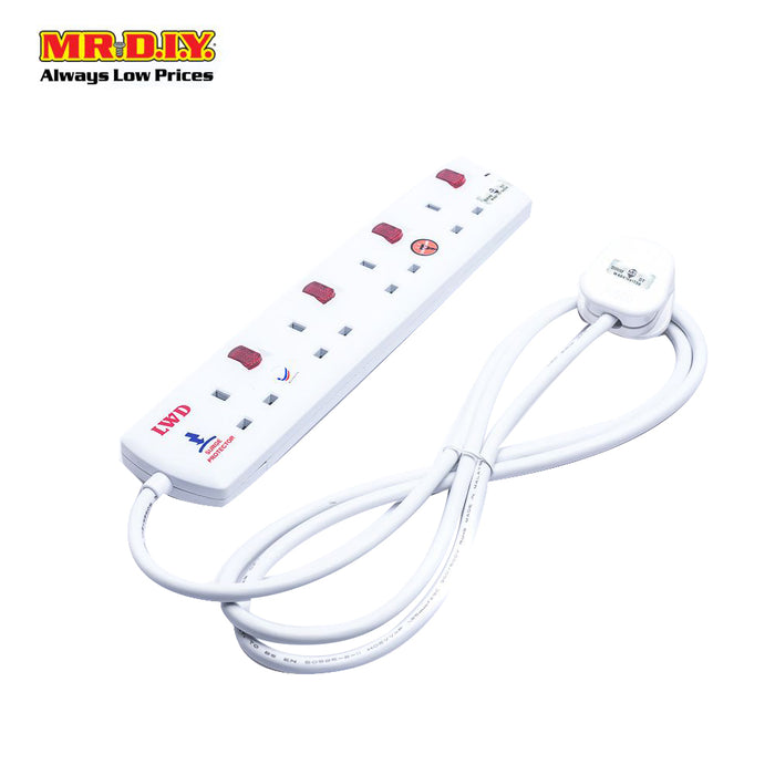 LWD 4-Gang Way Extension Trailing Socket (2m)