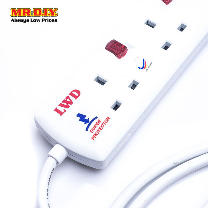 LWD 4-Gang Way Extension Trailing Socket (2m)