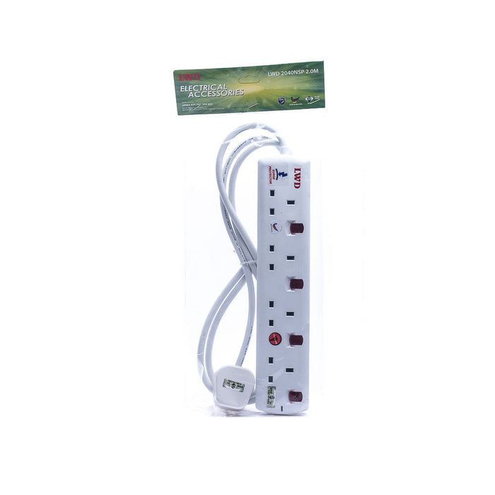 LWD 4-Gang Way Extension Trailing Socket (2m)