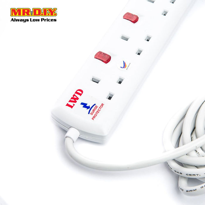 LWD 5-Gang Way Extension Trailing Socket (5m)