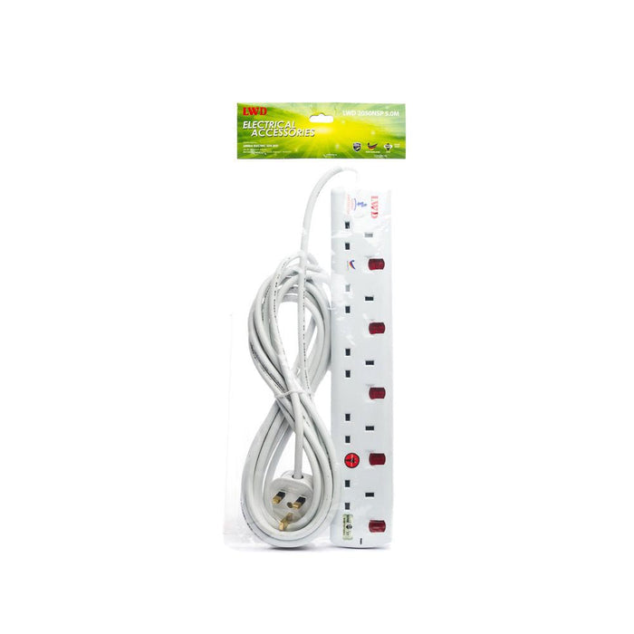 LWD 5-Gang Way Extension Trailing Socket (5m)