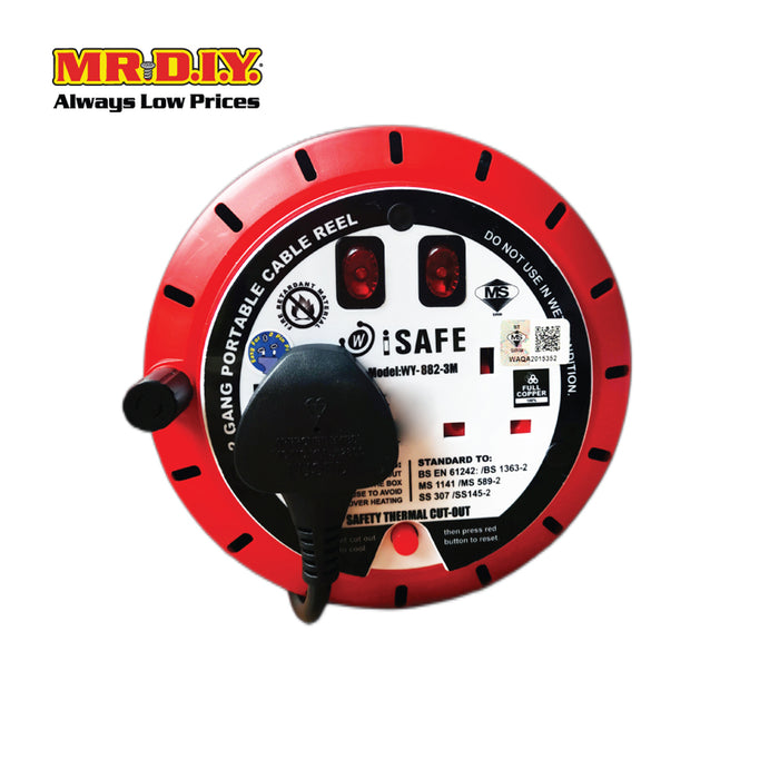 (MR.DIY) Cable Extension Reel 2 Gang Socket [1.25mm] (7m)