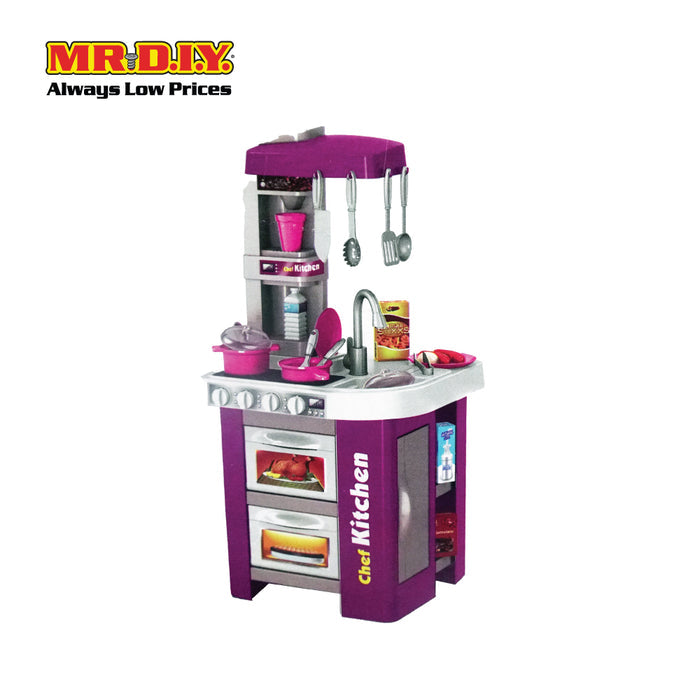(MR.DIY) Set Cooking Simulation Kids Chef Play Pretend Cooking Kitchen Toys Playset 72.5 x 34.5cm (49pcs)