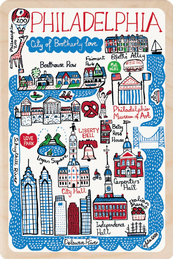 "Philadelphia: City of Brotherly Love" Wooden Postcard
