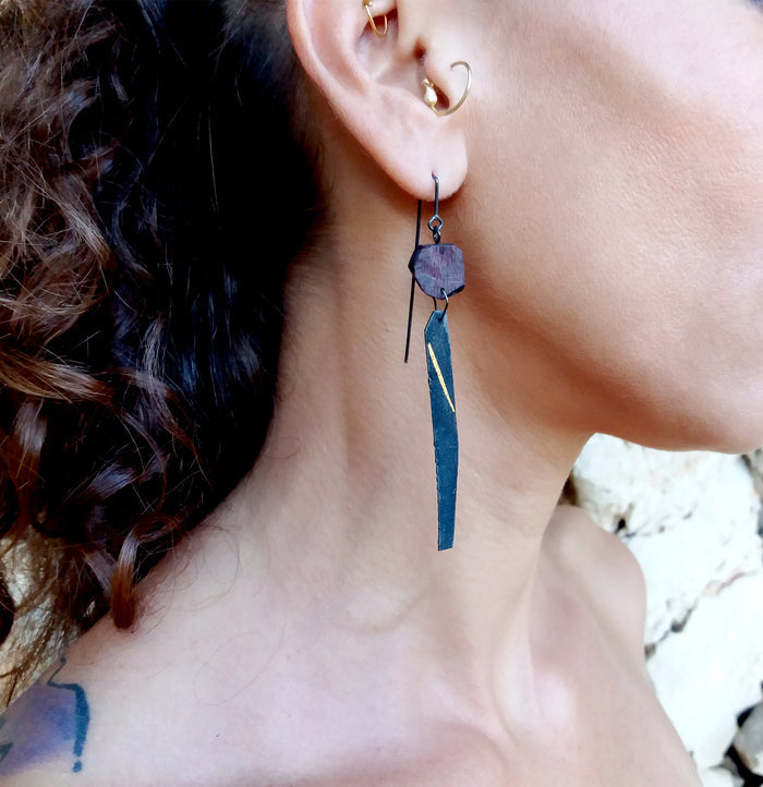 Purple Heart and Shibuici Earrings