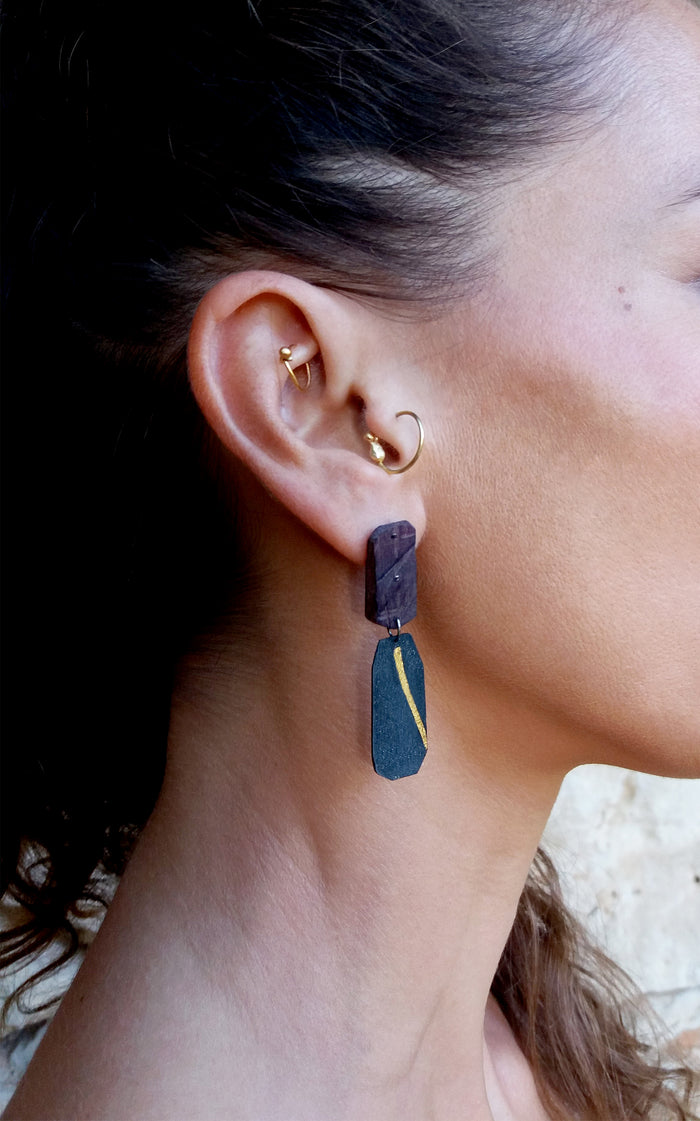 Purple Heart and Shibuici Stud Earrings