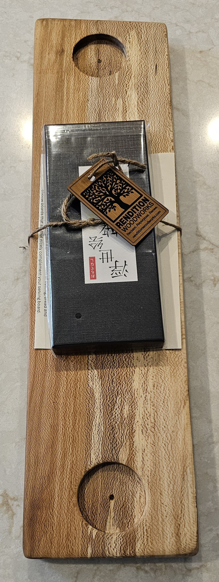 Quarter Sawn American Sycamore Wood Sushi Board with Ceramic Bowls