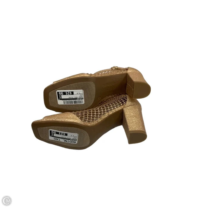 Shoes Heels Block By Silver In Gold, Size: 8.5