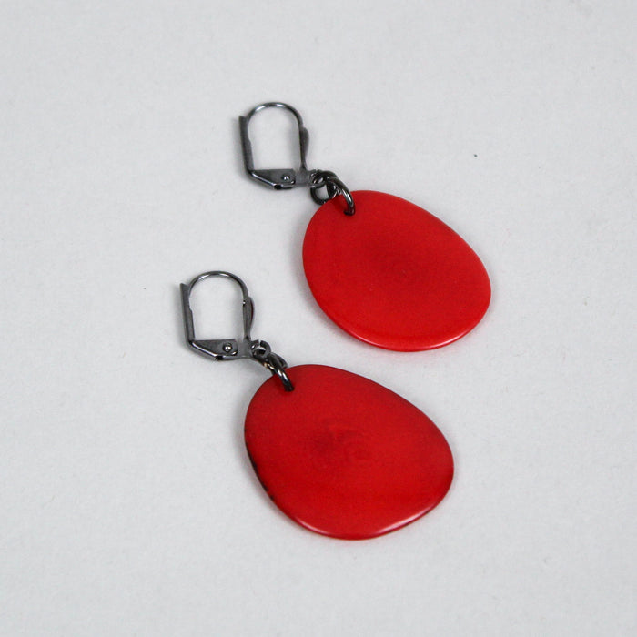 Small Tagua Disc Dangle Earrings