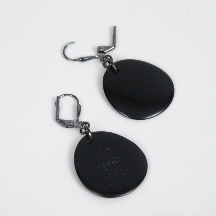 Small Tagua Disc Dangle Earrings