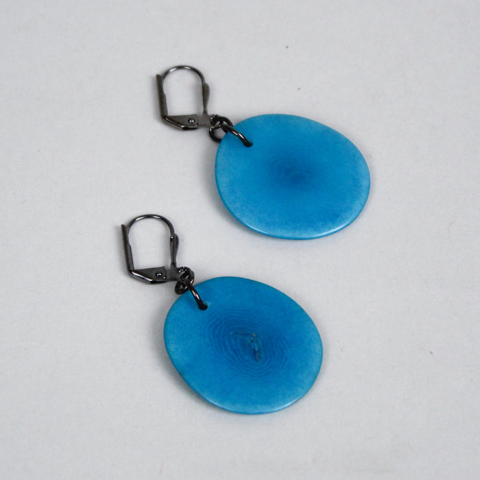 Small Tagua Disc Dangle Earrings