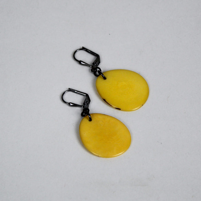 Small Tagua Disc Dangle Earrings